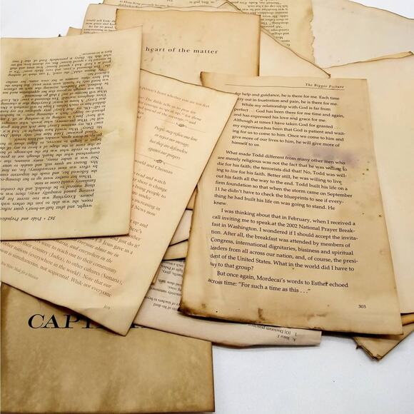 45 Coffee Dyed Book Pages, Hand Dyed Papers, Junk Journal Supply - Picture 3 of 5